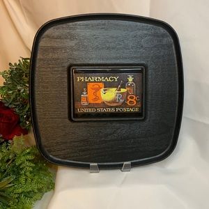 Vintage WESTWOOD thermo-Serv Pharmacy US Postal Stamp cheese / charcuterie tray